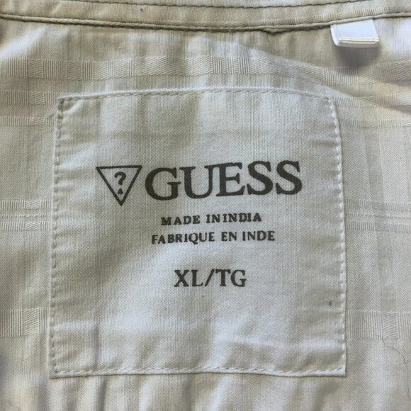 Guess White Cotton Button Down Long Sleeve Collared Dress Shirt - Picture 5 of 13